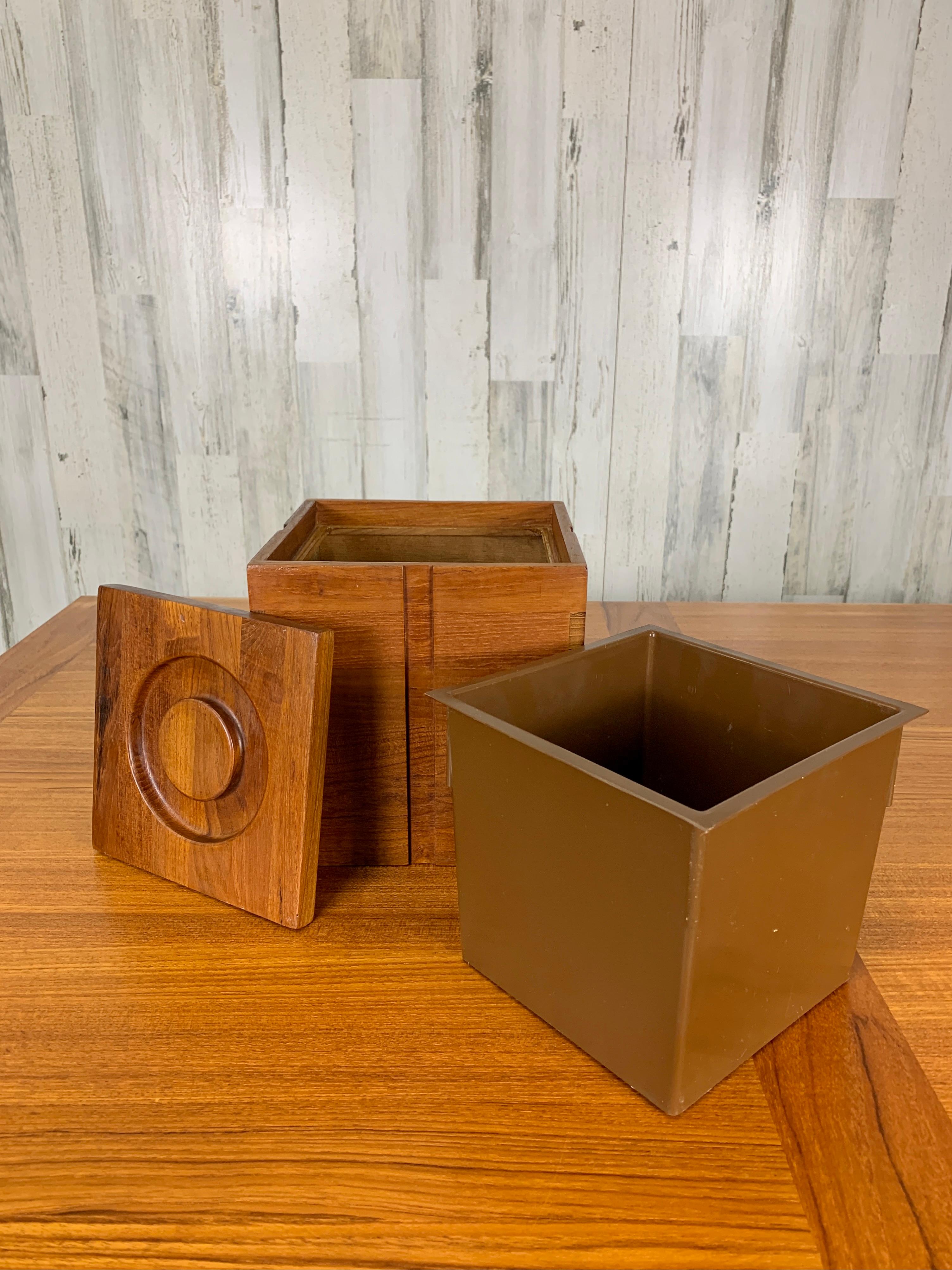 Solid Teak Ice Bucket by Kalmar For Sale 2