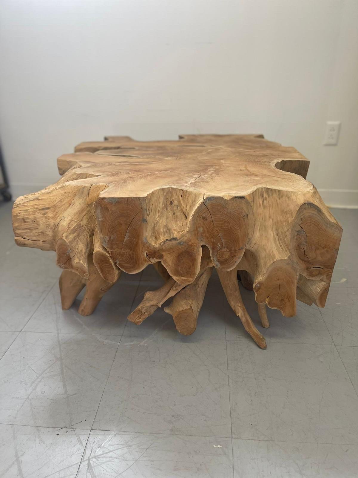 Solid Teak Live Edge Coffee Table From Indonesia. In Excellent Condition For Sale In Seattle, WA