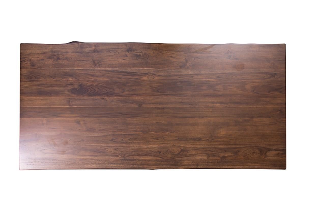Hand-Crafted Solid Teak Live Edge Dining Table in Cocoa For Sale