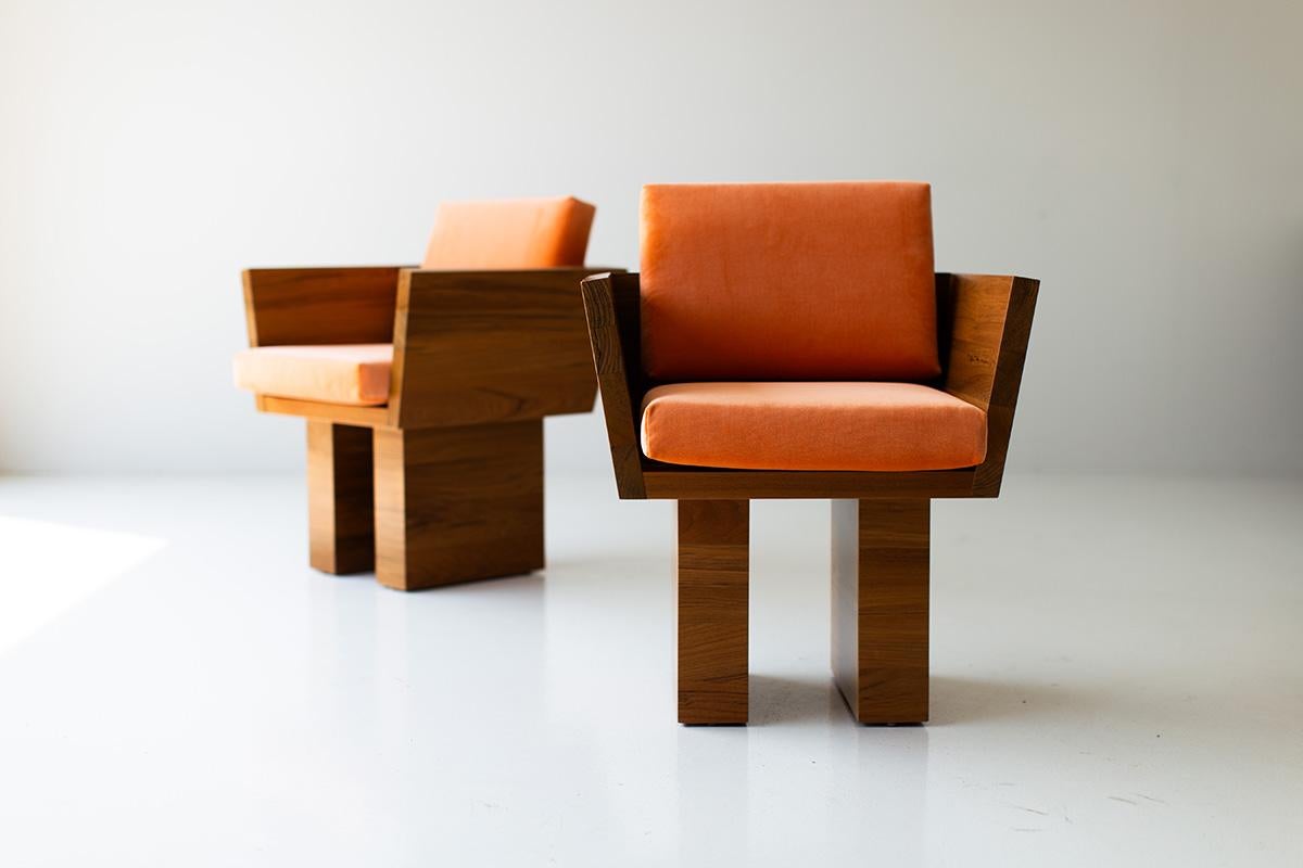 Hand-Crafted Bertu Outdoor Dining Chair, Teak Outdoor Dining Chair, Solid Teak, Suelo For Sale