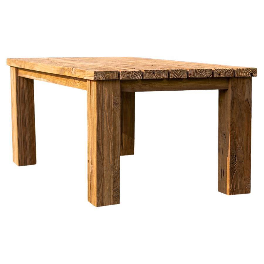 Solid Teak Outdoor Table Sandblasted Natural For Sale