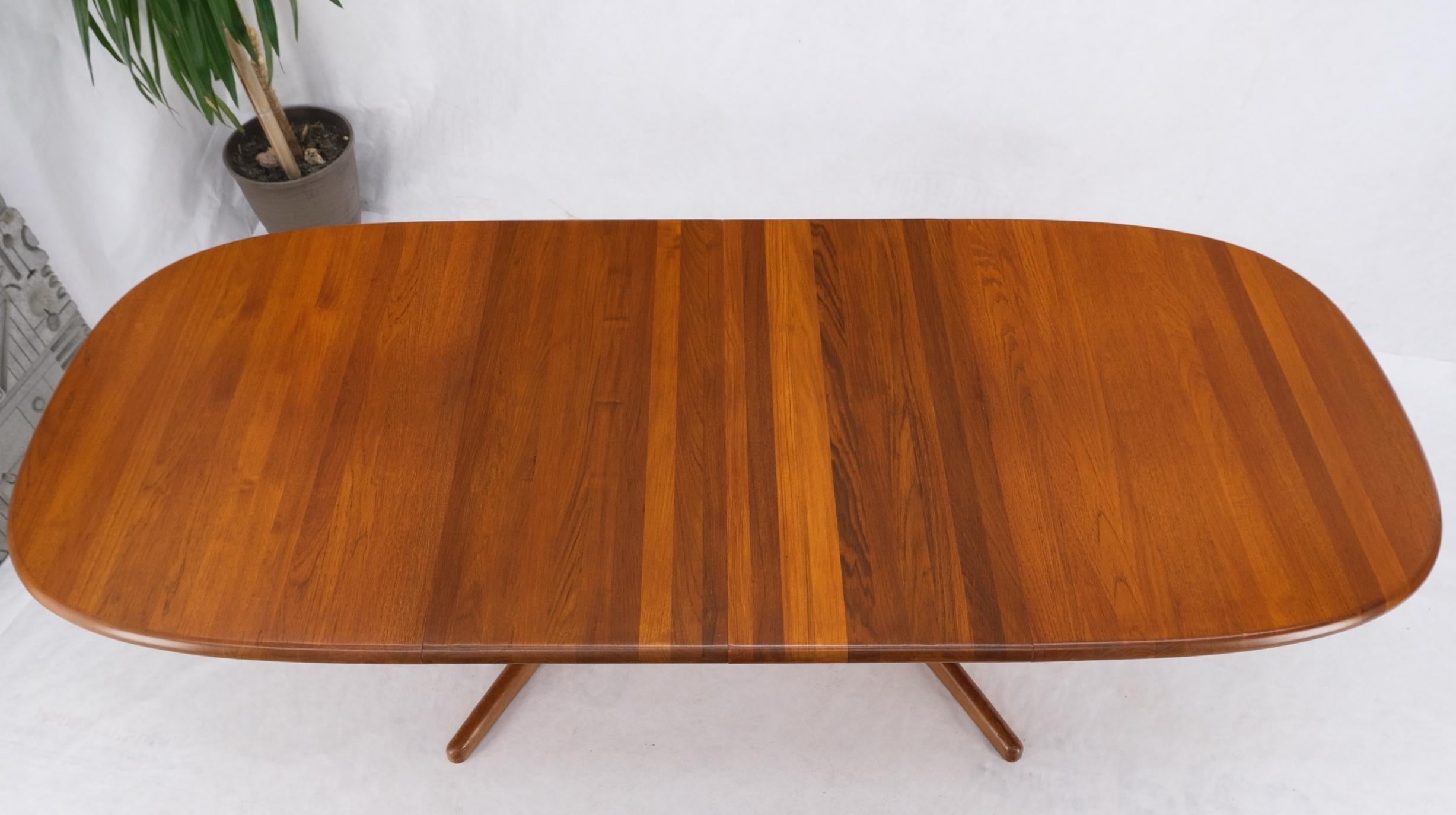 Solid Teak Oval Danish Mid Century Dining Conference Table 2 Extension Leaves 9