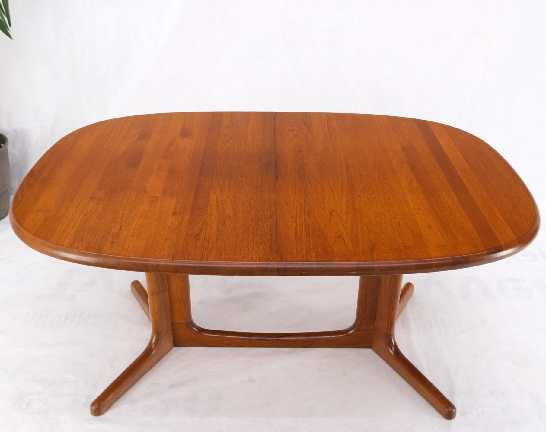 Solid Teak Oval Danish Mid Century Dining Conference Table 2 Extension Leaves 12
