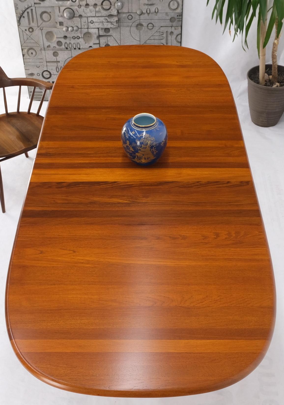Solid Teak Oval Danish Mid Century Dining Conference Table 2 Extension Leaves 13