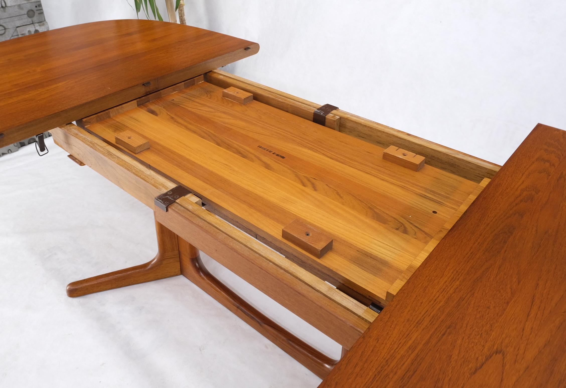 Mid-Century Modern Solid Teak Oval Danish Mid Century Dining Conference Table 2 Extension Leaves