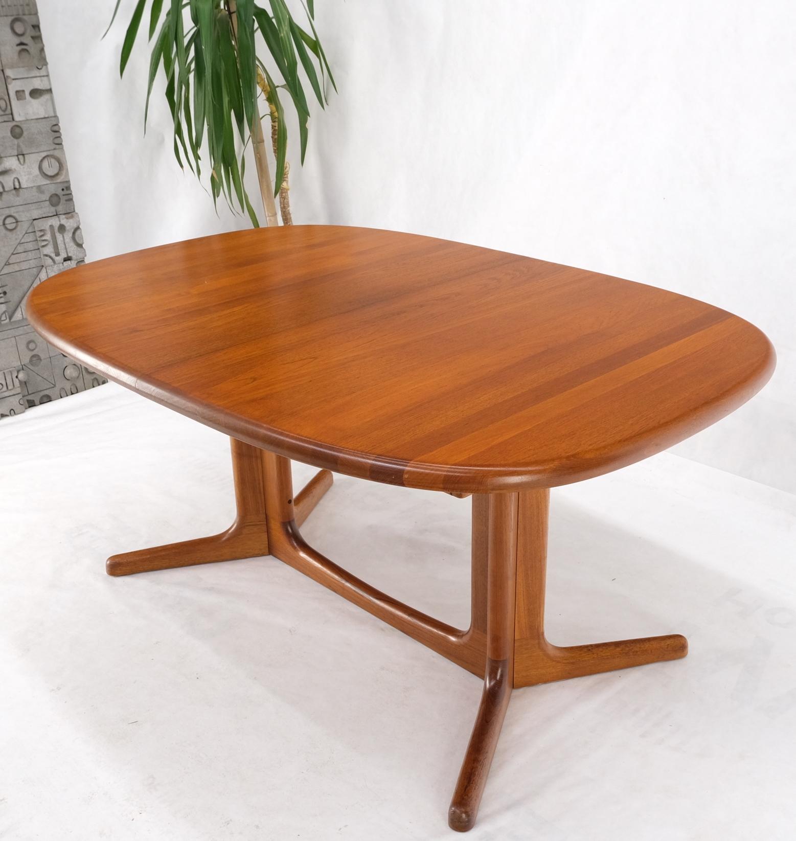 20th Century Solid Teak Oval Danish Mid Century Dining Conference Table 2 Extension Leaves
