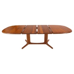 Solid Teak Oval Danish Mid Century Dining Conference Table 2 Extension Leaves