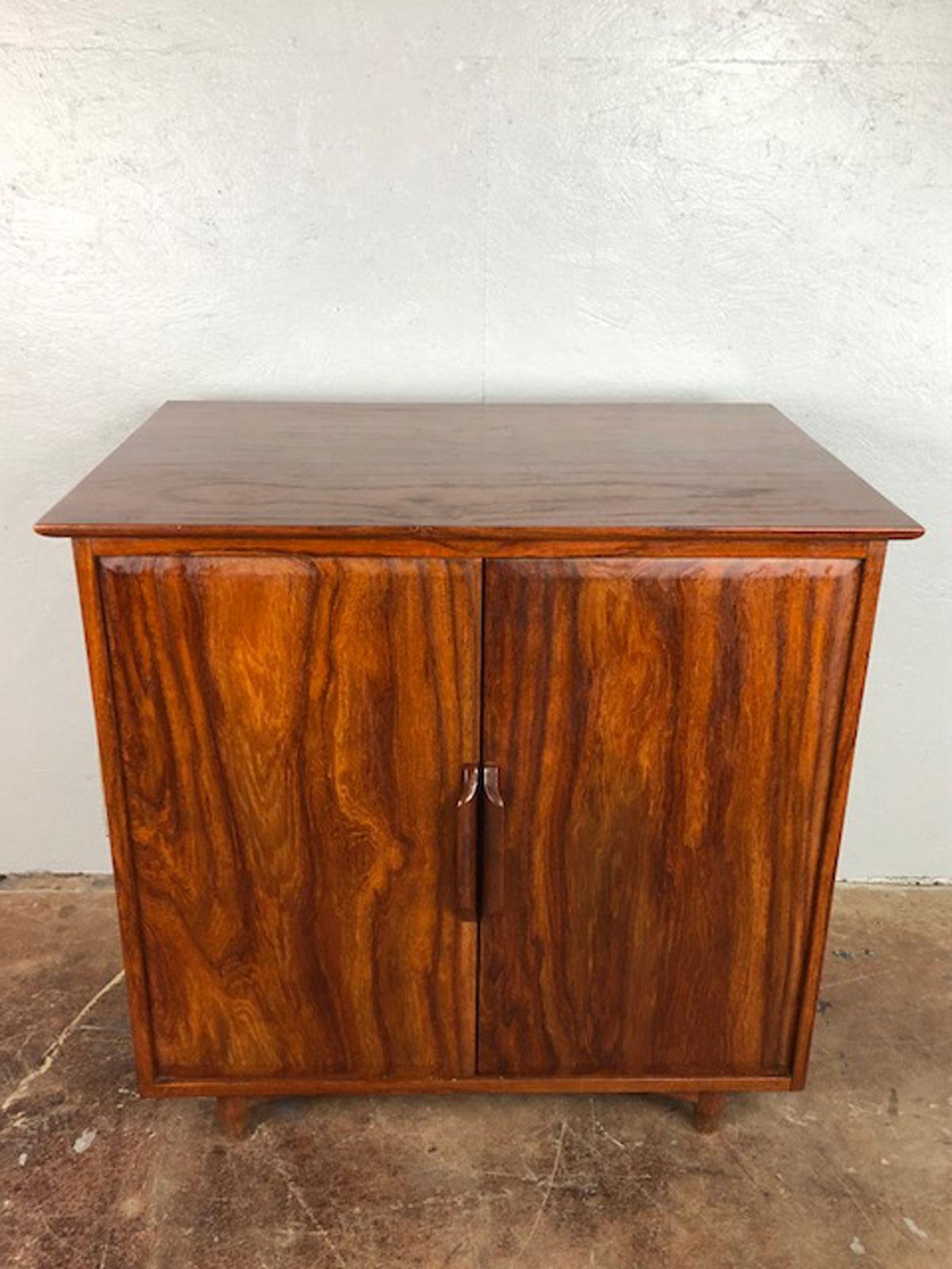 Mid-Century Modern Solid Teak Record Cabinet