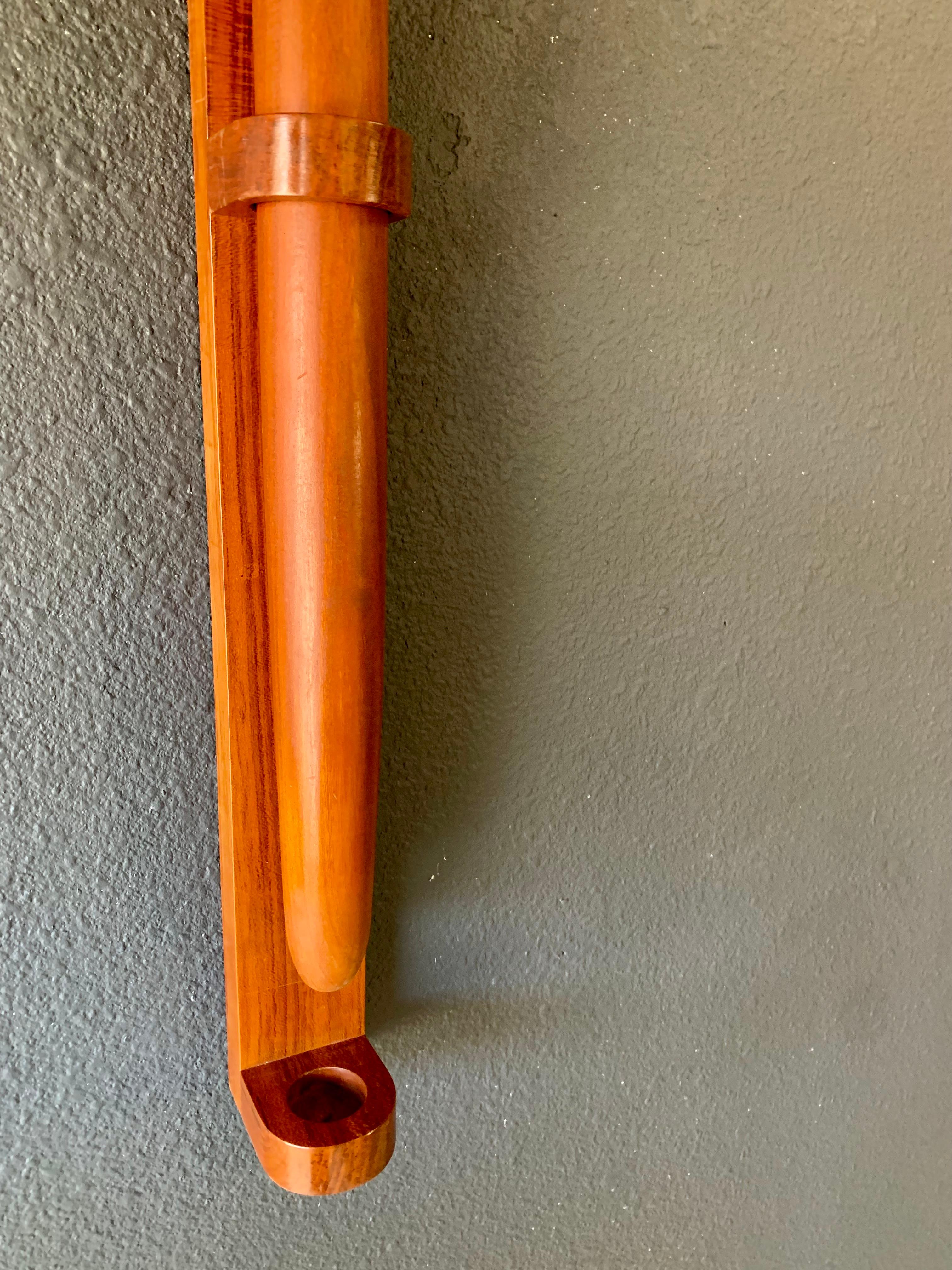American Solid Teak Rolling Pin with Wall mounted Stand Crafted by Dee Gibsen For Sale