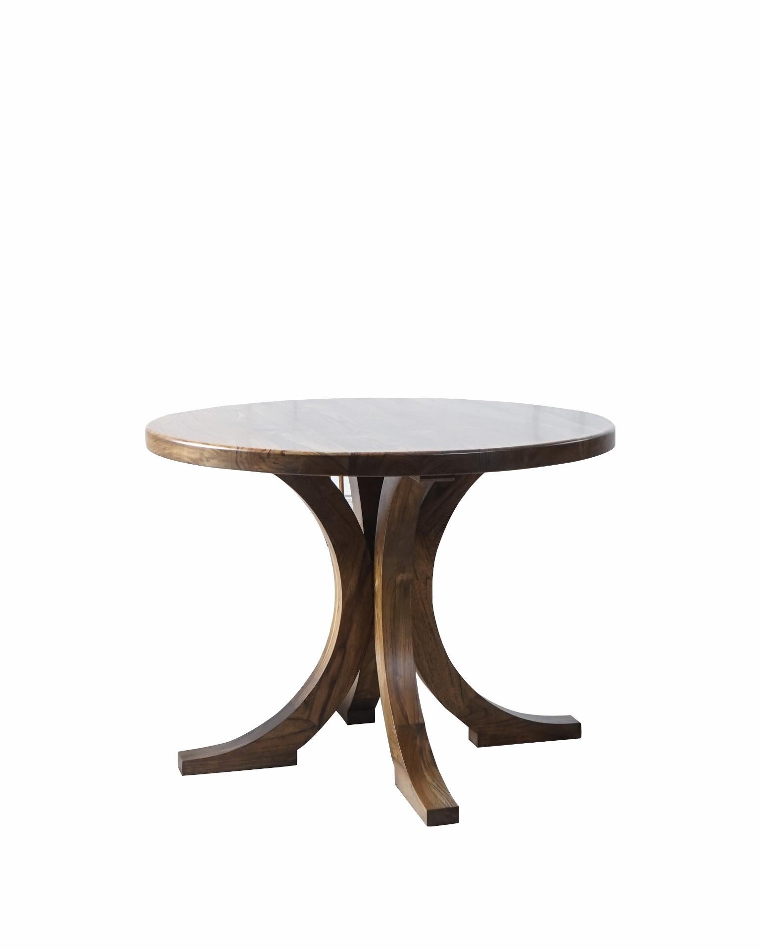 Hand-Crafted Solid Teak Round Dining Table For Sale