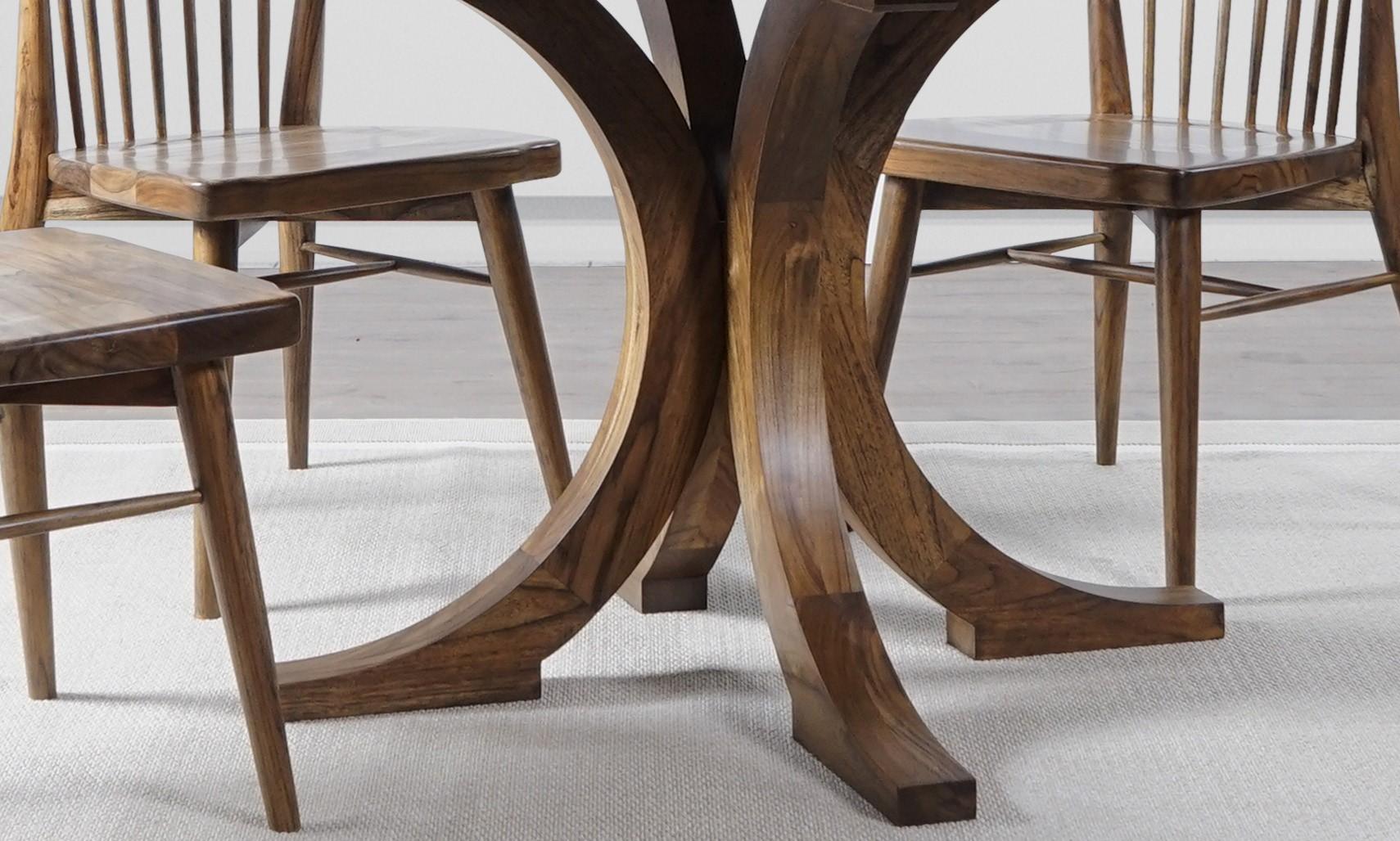 Solid Teak Round Dining Table In New Condition For Sale In Boulder, CO