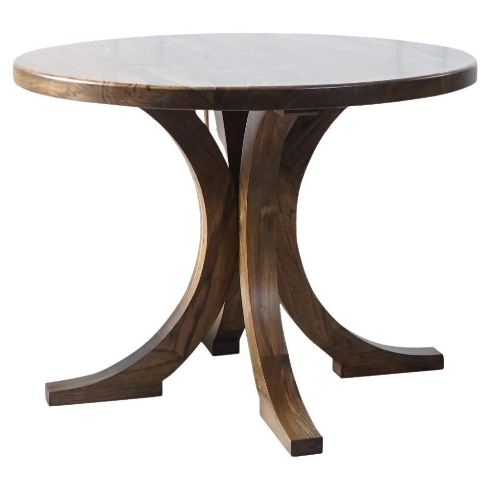 Solid Teak Round Dining Table For Sale