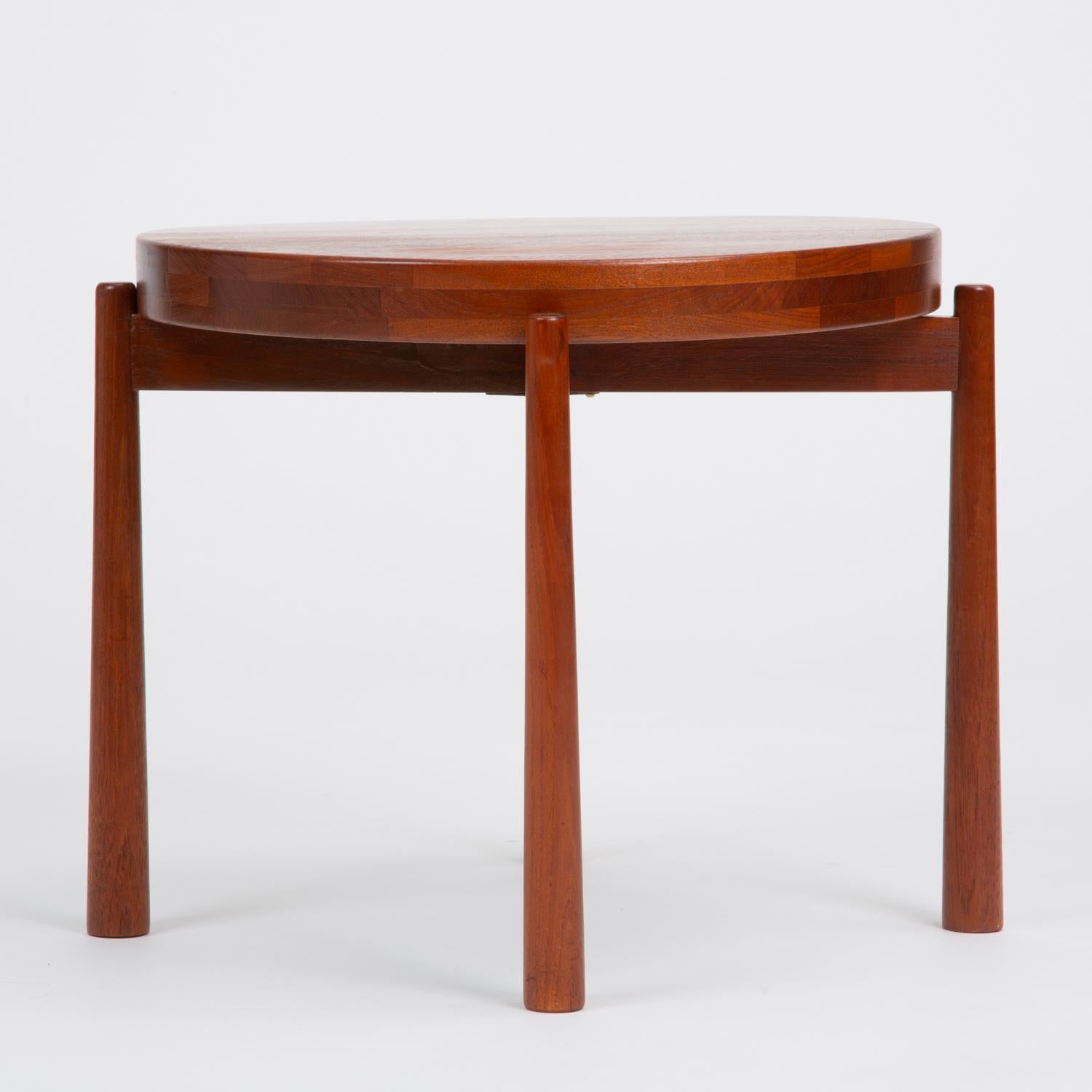 Swedish Solid Teak Side Table with Reversible Tray by DUX
