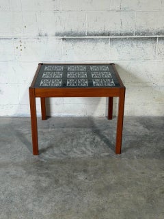 Teak Square Decorative Ceramic Tile-Top Coffee Table Danish Vintage 1960s