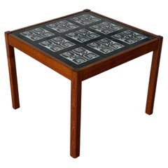 Teak Square Decorative Ceramic Tile-Top Coffee Table Danish Vintage 1960s
