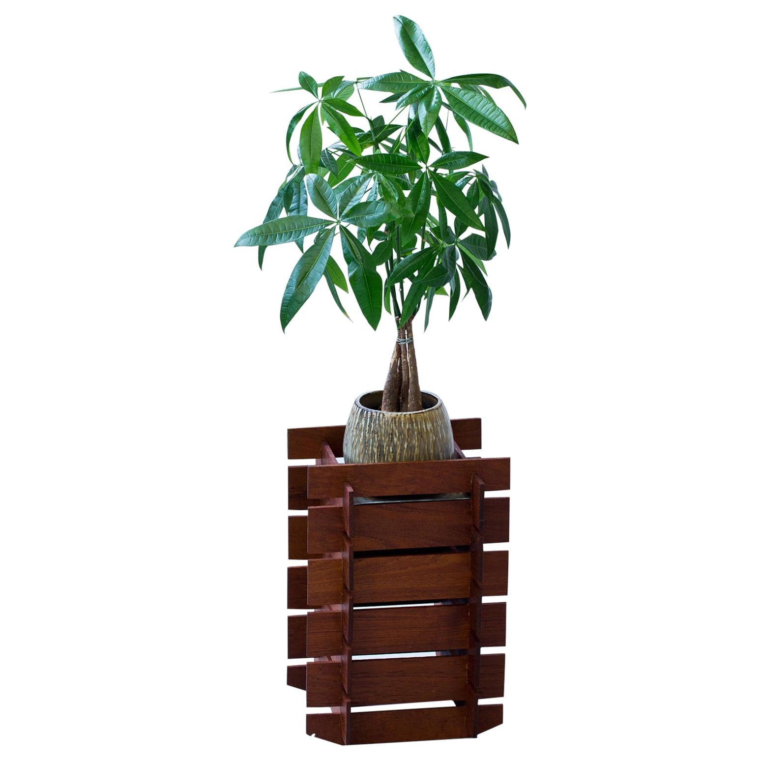 Solid Teak Swedish Planter, 1950s For Sale