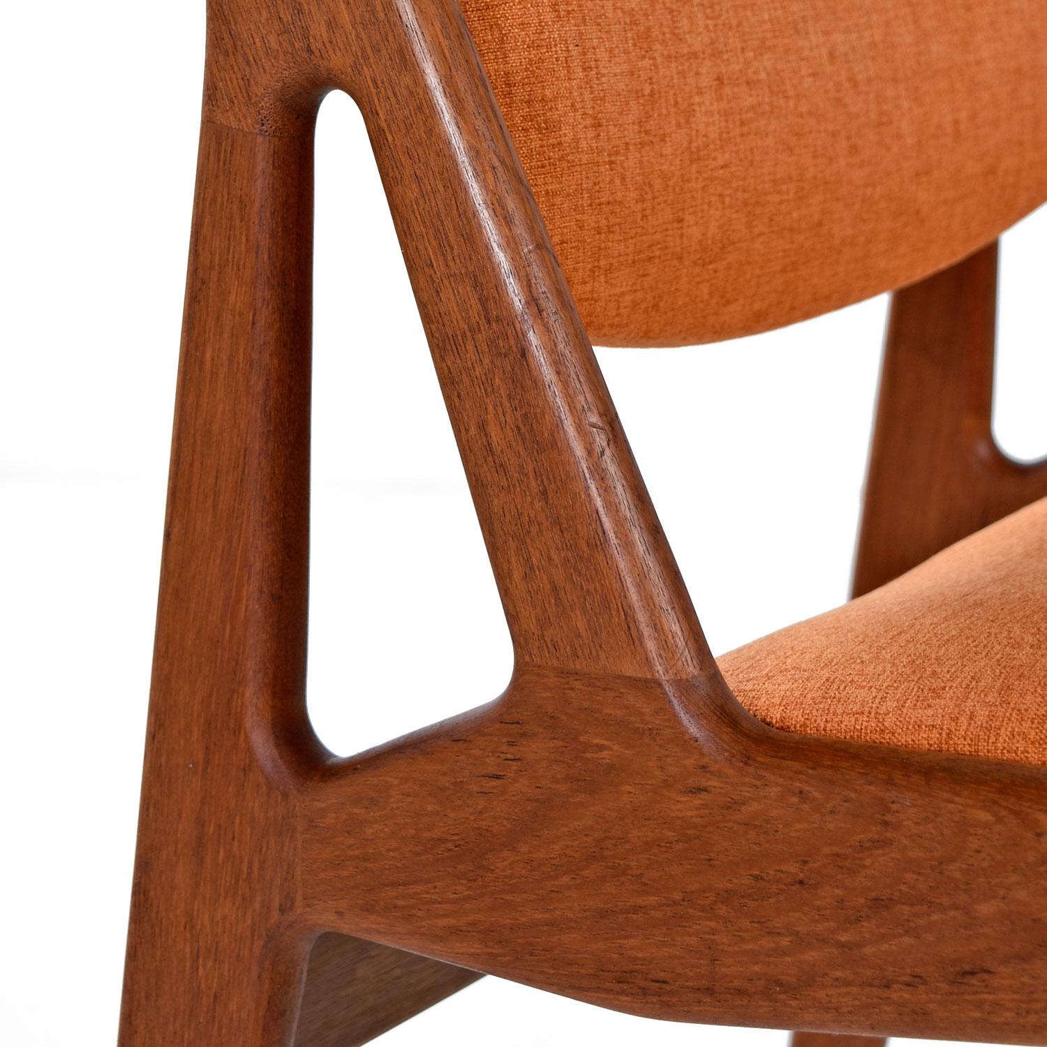 Upholstery Arne Vodder Ella Dining Chairs New Fabric Solid Teak Swivel Back Danish Modern