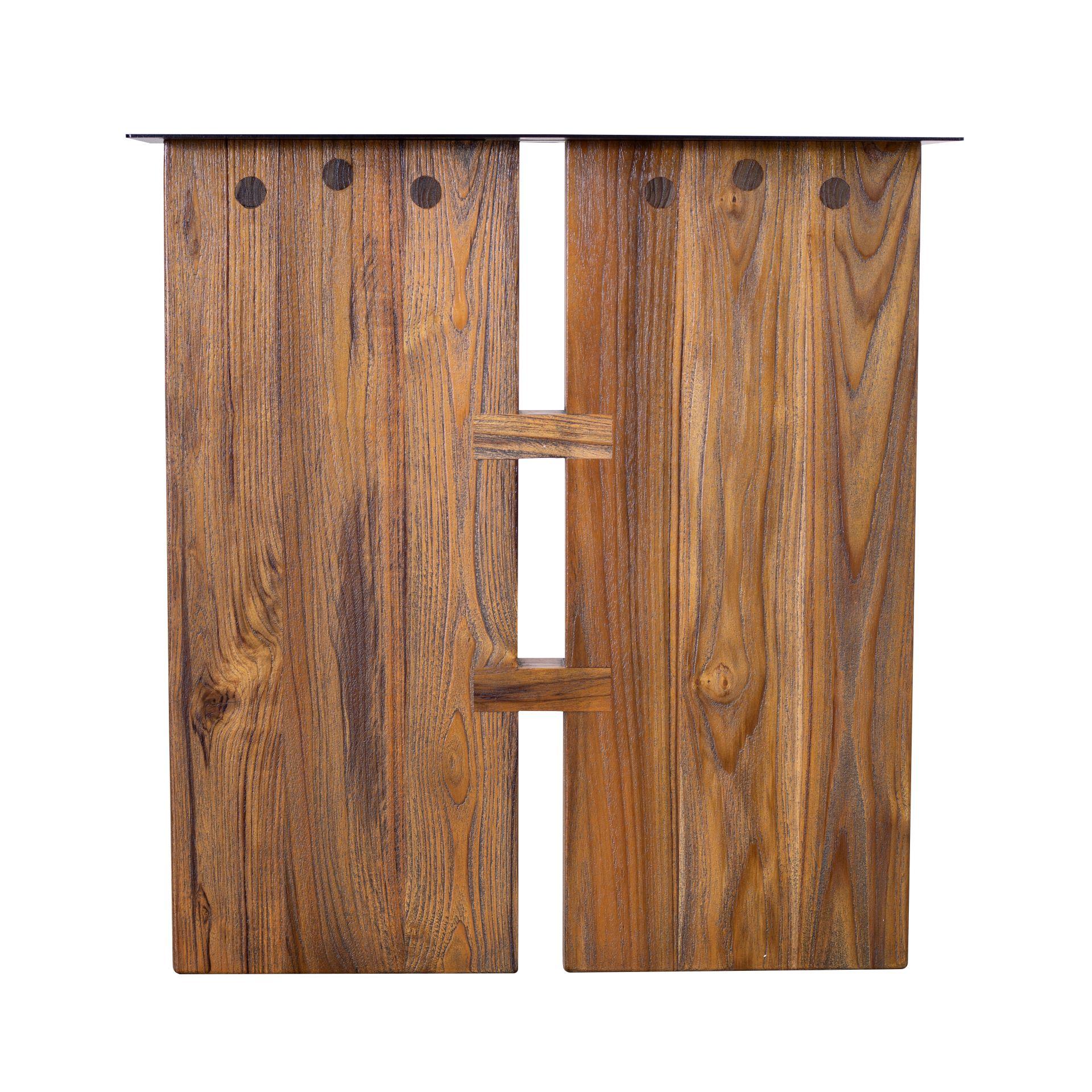 Mesa de teca maciza en otoño con patas de madera de doble tablón Siglo XXI y contemporáneo en venta
