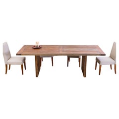 Solid Teak Table in Autumn with Double Plank wooden legs