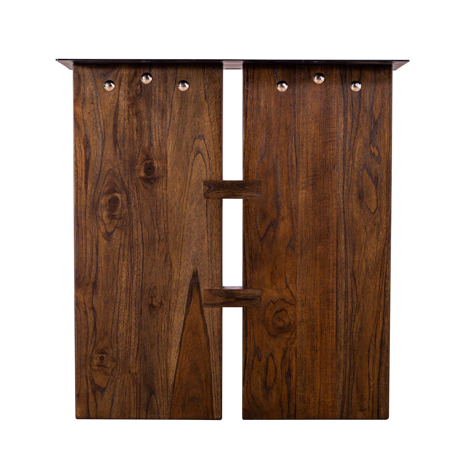 Table en teck massif Cocoa avec pieds en bois à double planche Neuf - En vente à Buffalo, WY