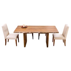 Solid Teak Table in Natural with Matching Teak Double Plank Legs