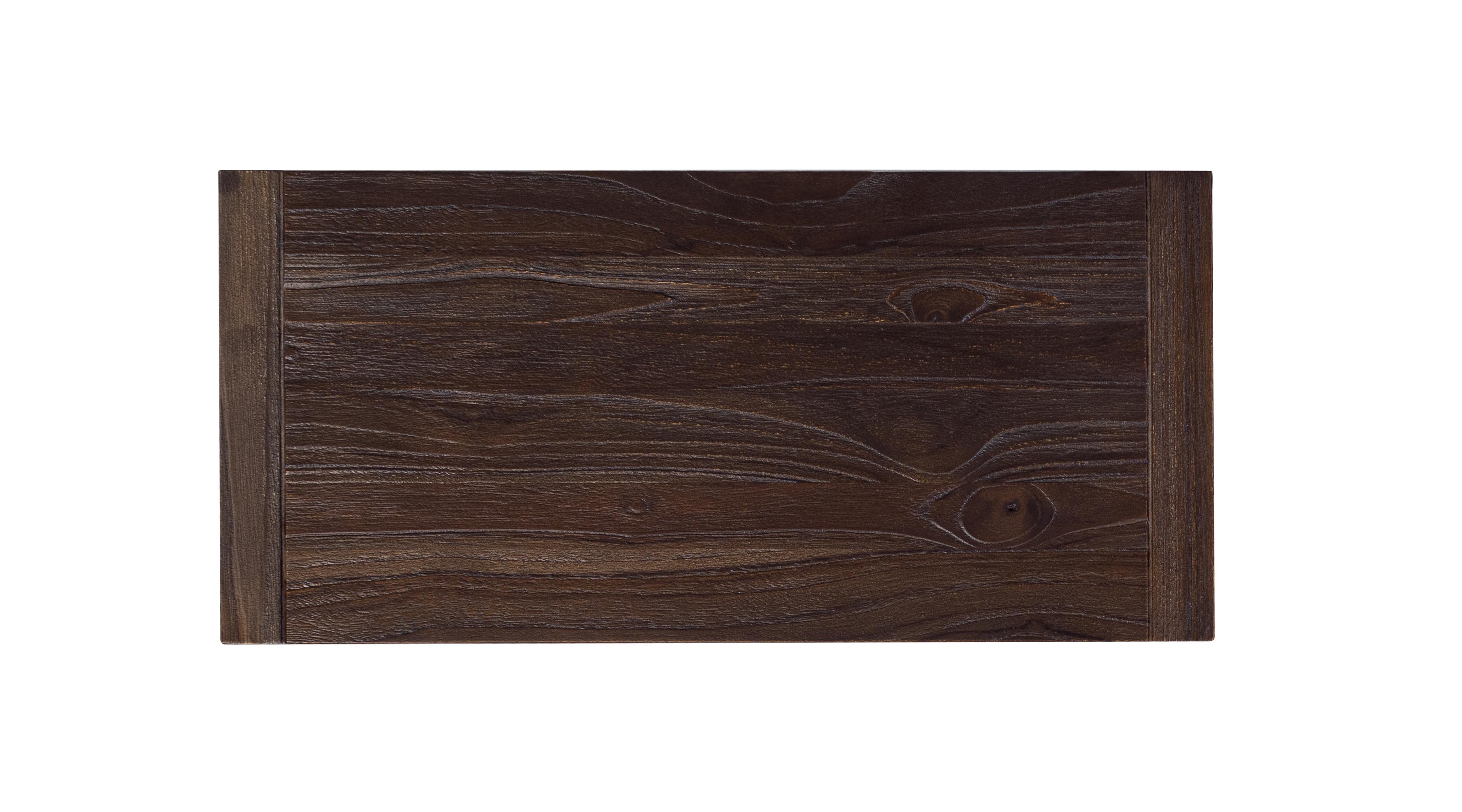Tisch aus massivem Teakholz in sandgestrahltem Herbst mit grauen Metallbeinen im Angebot 2