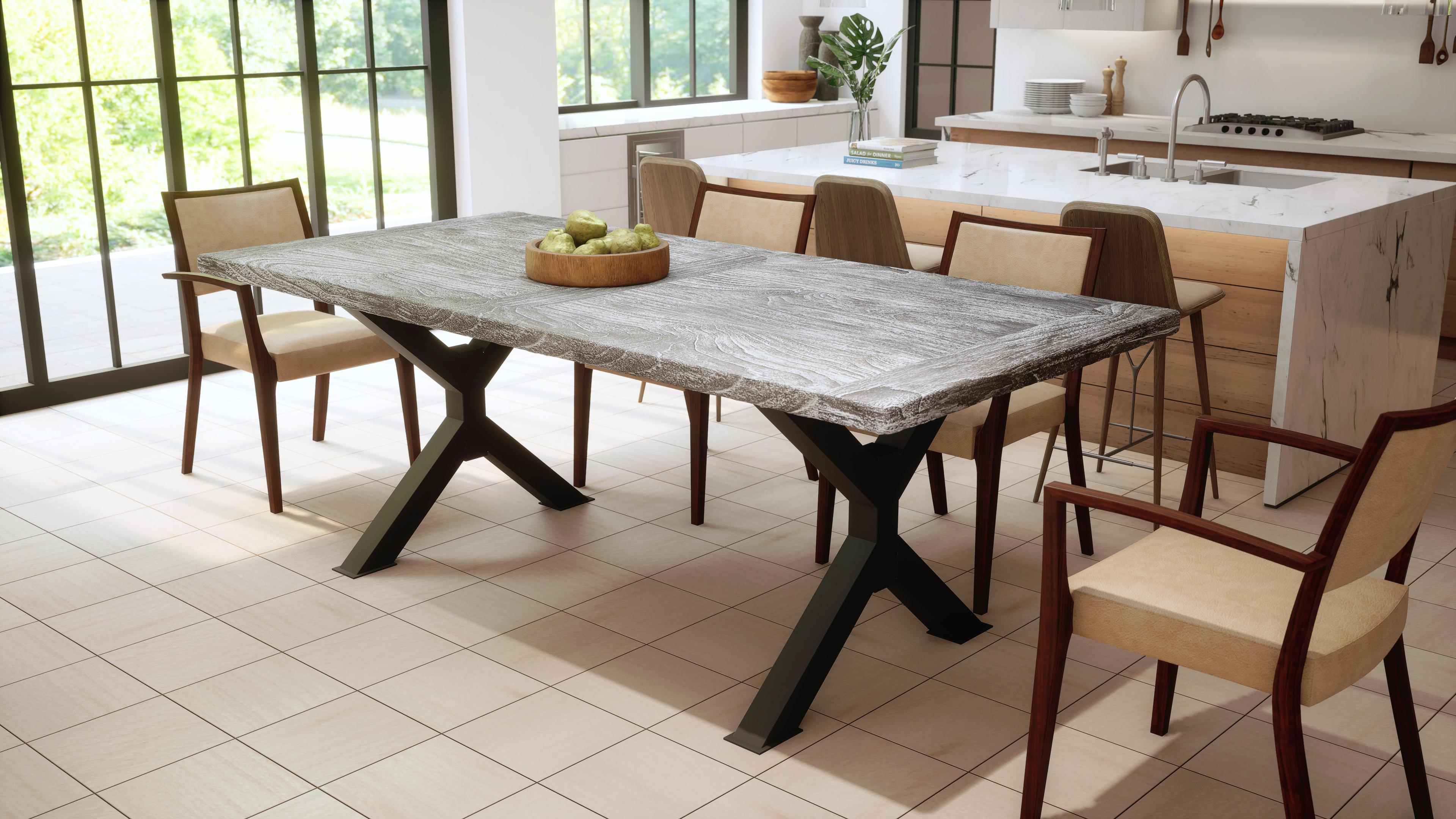 Cette table de salle à manger en teck massif, fabriquée à la main, est un chef-d'œuvre de beauté intemporelle et d'artisanat exceptionnel. Cette table de salle à manger met en valeur l'élégance naturelle et la durabilité de ce bois dur