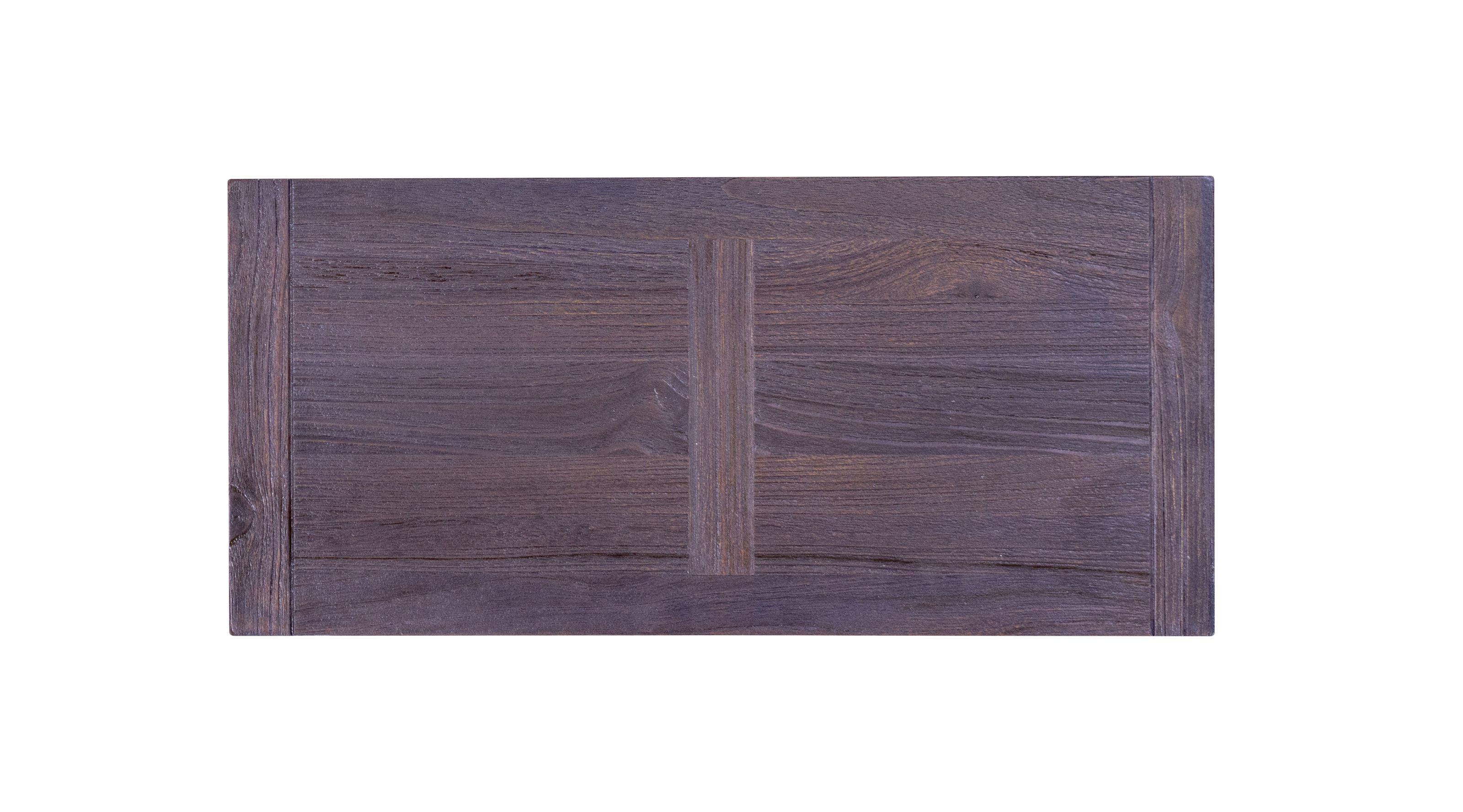 Teck Table en teck massif sablé et pattes en métal noir en vente