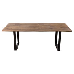 Solid Teak Table in Smooth Autumn with Black Metal legs