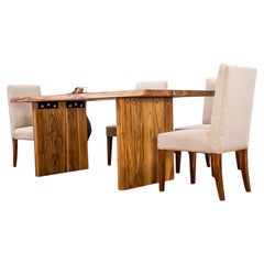 Solid Teak Table in Smooth Natural with Matching Teak Plank Legs