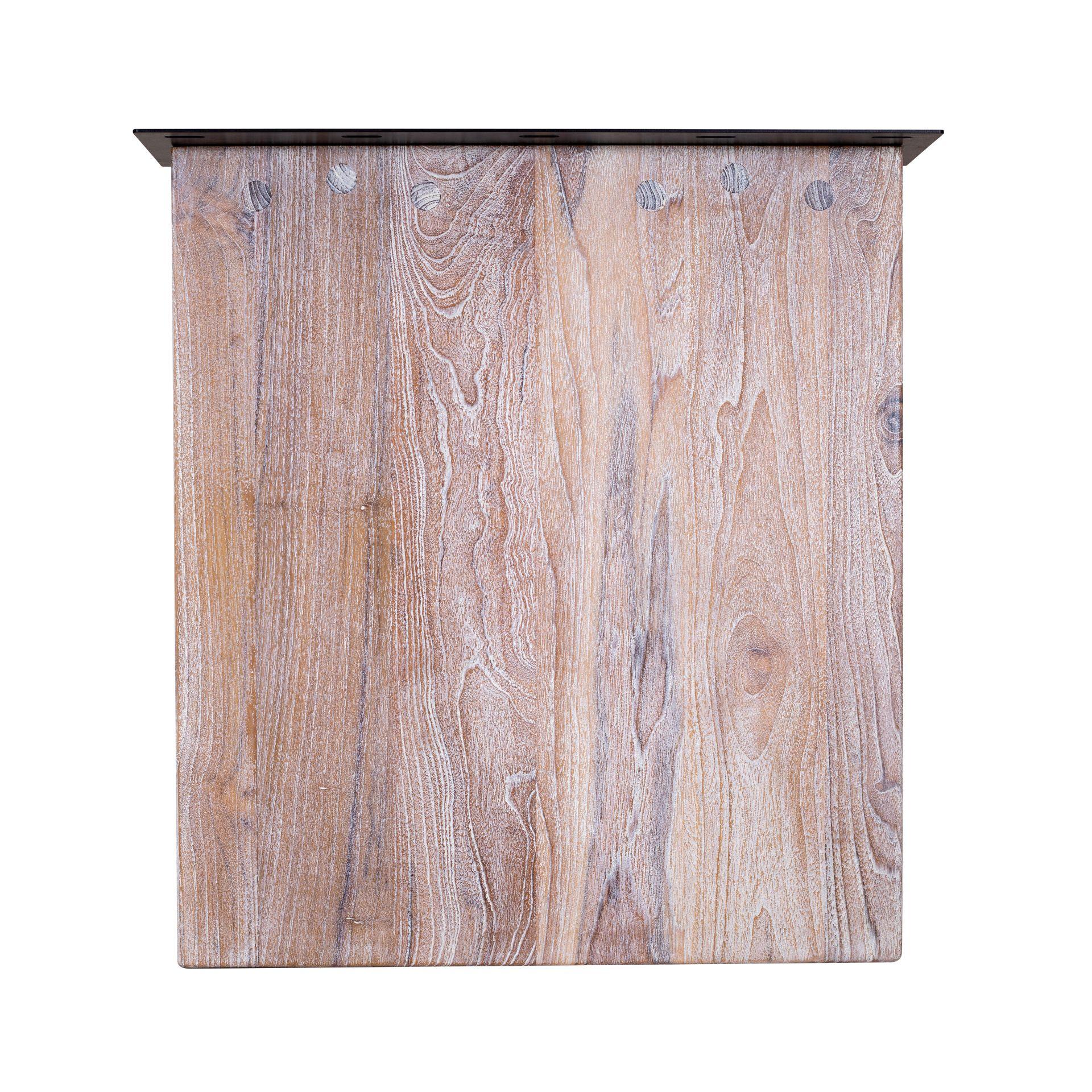 Table en teck massif blanchi au soleil avec des pieds en bois de type Plank Neuf - En vente à Buffalo, WY
