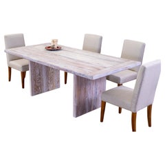 Solid Teak Table in Sunbleached with Plank wooden legs