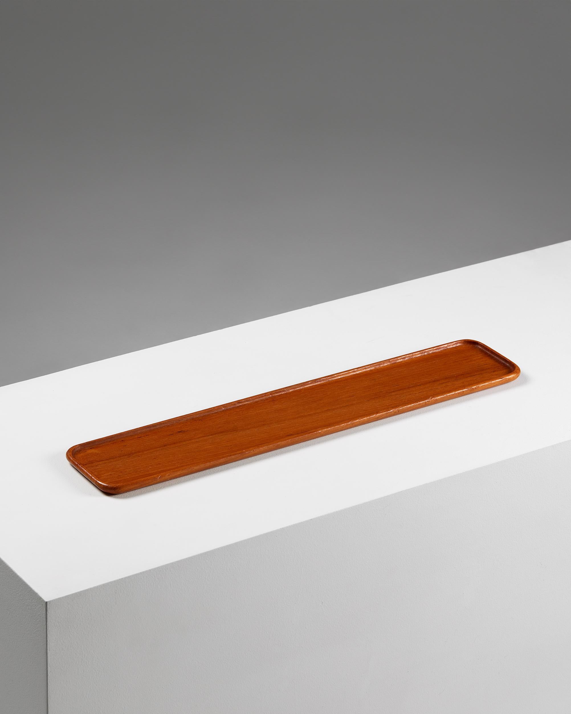 Mid-Century Modern Solid teak tray, anonymous, for Uppsala, Sweden, 1960s, table decoration For Sale