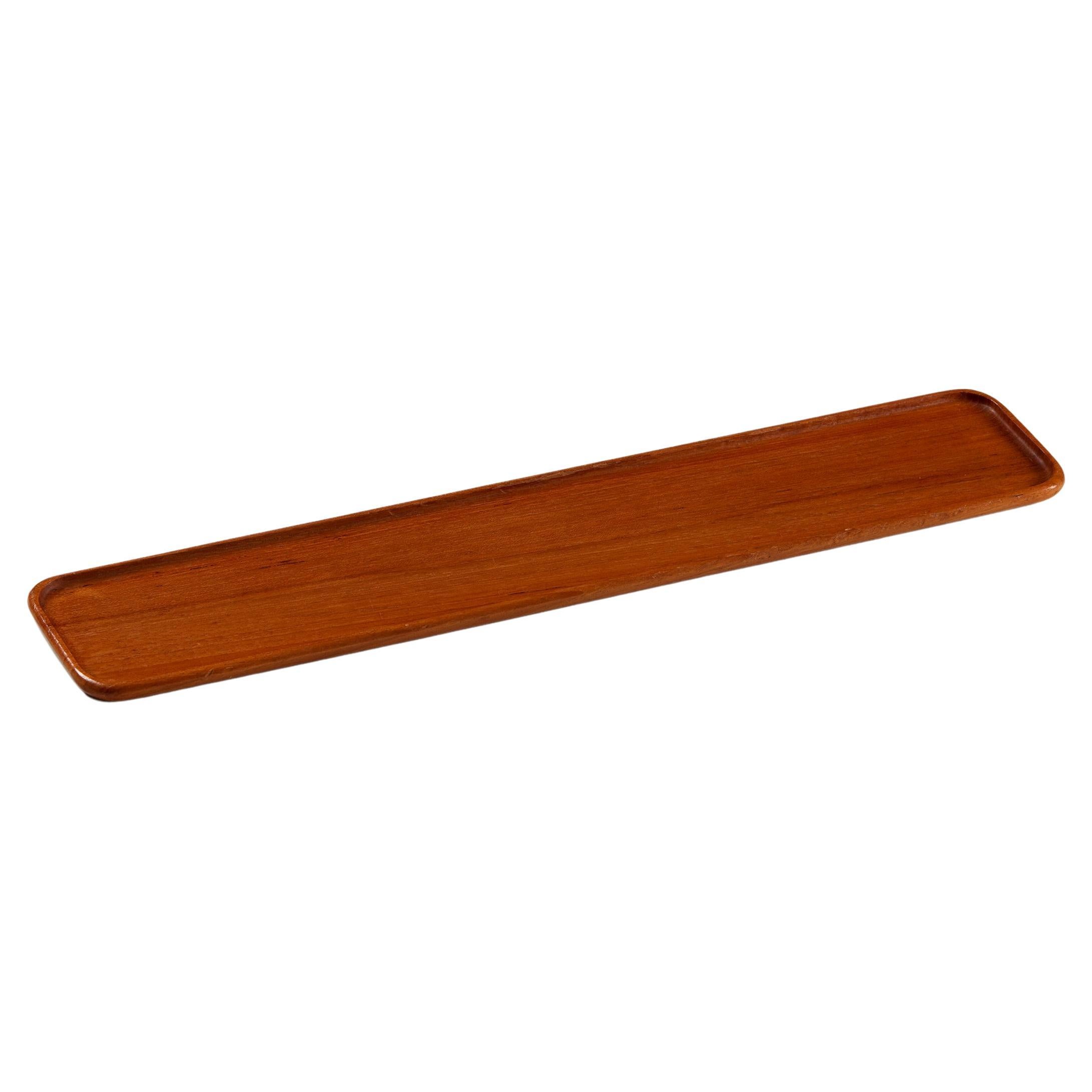 Solid teak tray, anonymous, for Uppsala, Sweden, 1960s, table decoration For Sale