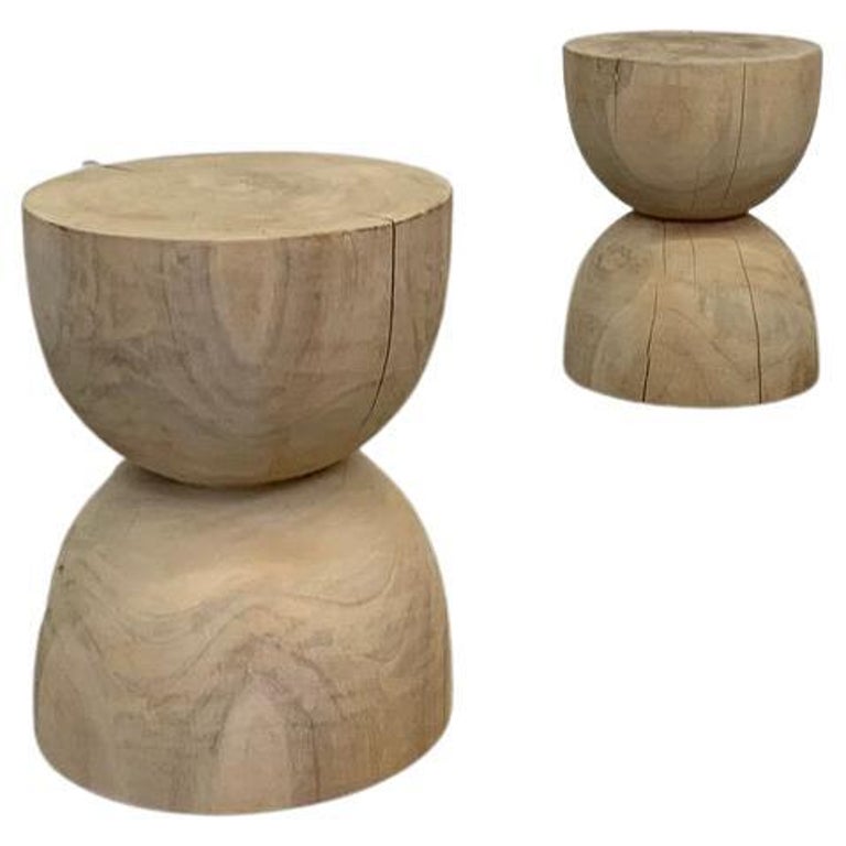 Solid Teak Unsealed Side Tables For Sale at 1stDibs