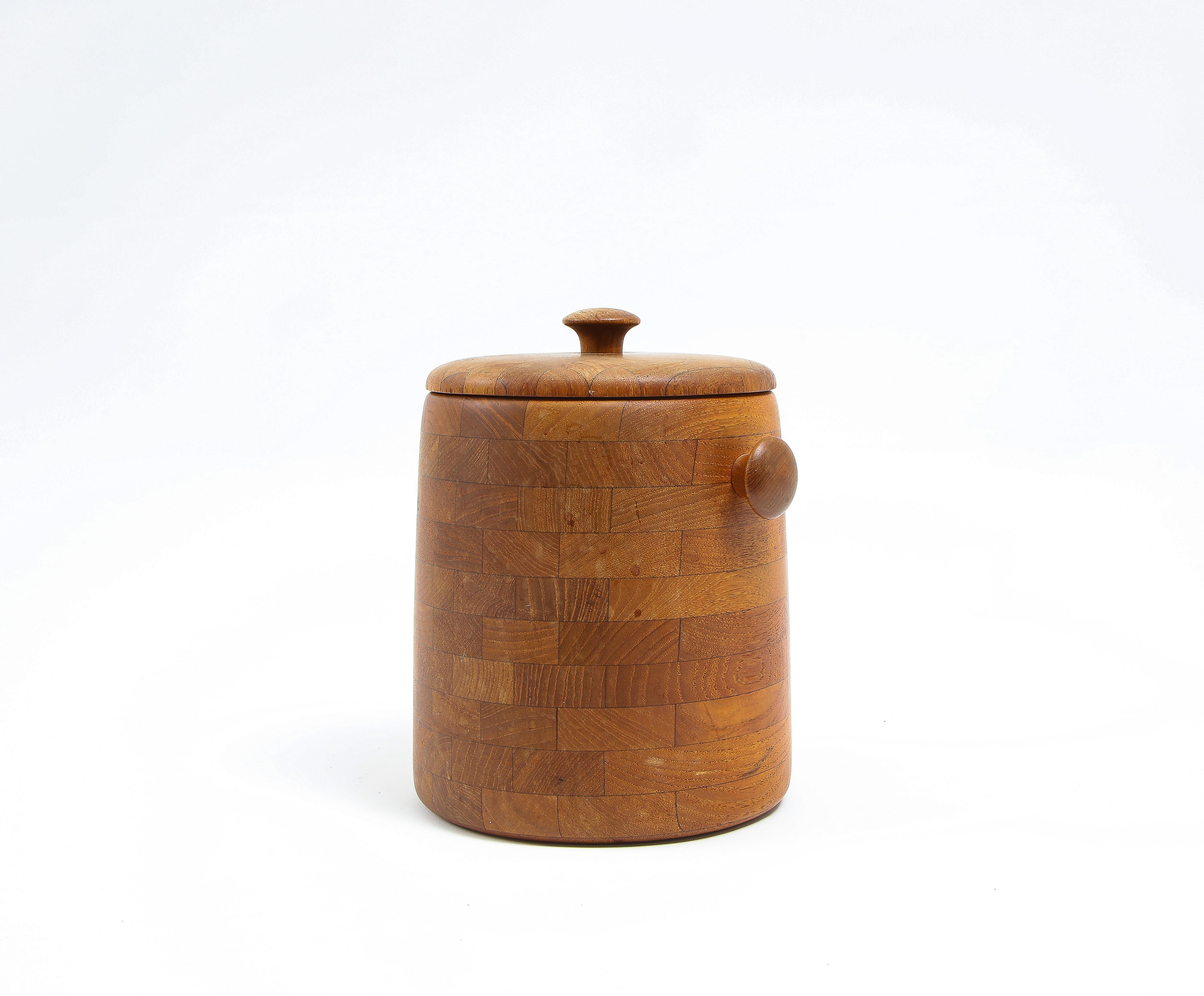 Solid Teak Vintage Scandinavian Ice Bucket, Denmark 1960's For Sale 2