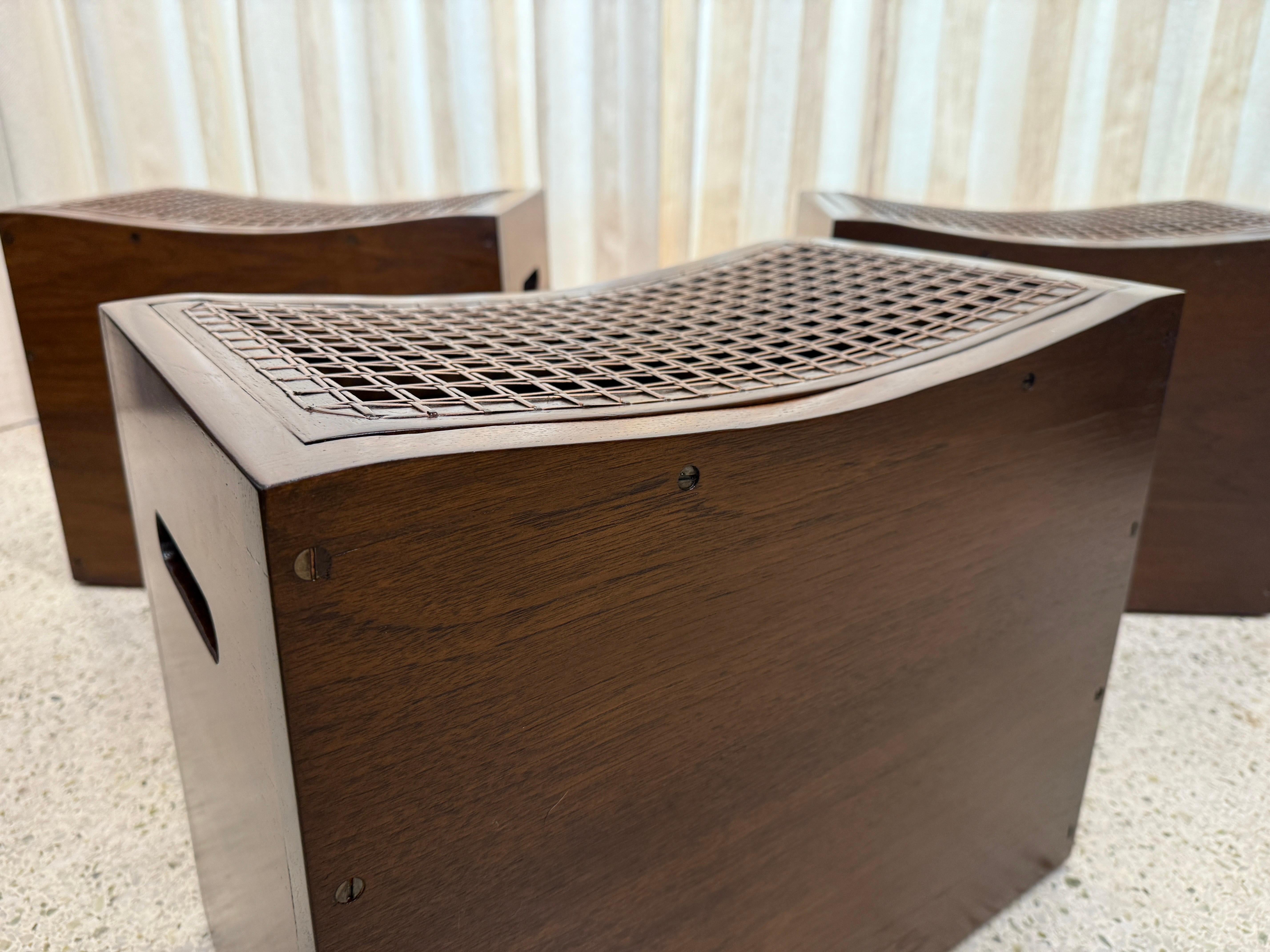 Solid Teak & Wicker Seat Occasional Stools - Three (3) Available For Sale 2