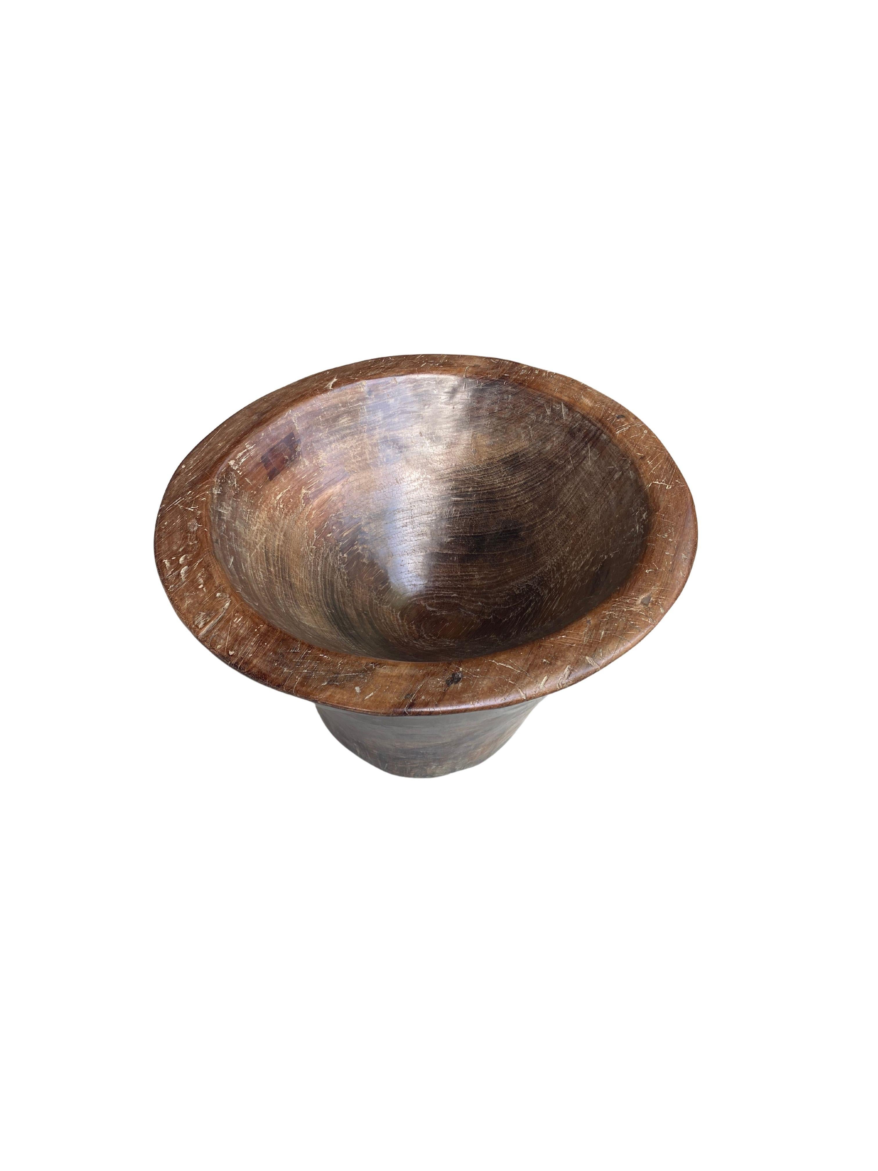 Indonesian Solid Teak Wood Bowl from Java, Indonesia For Sale