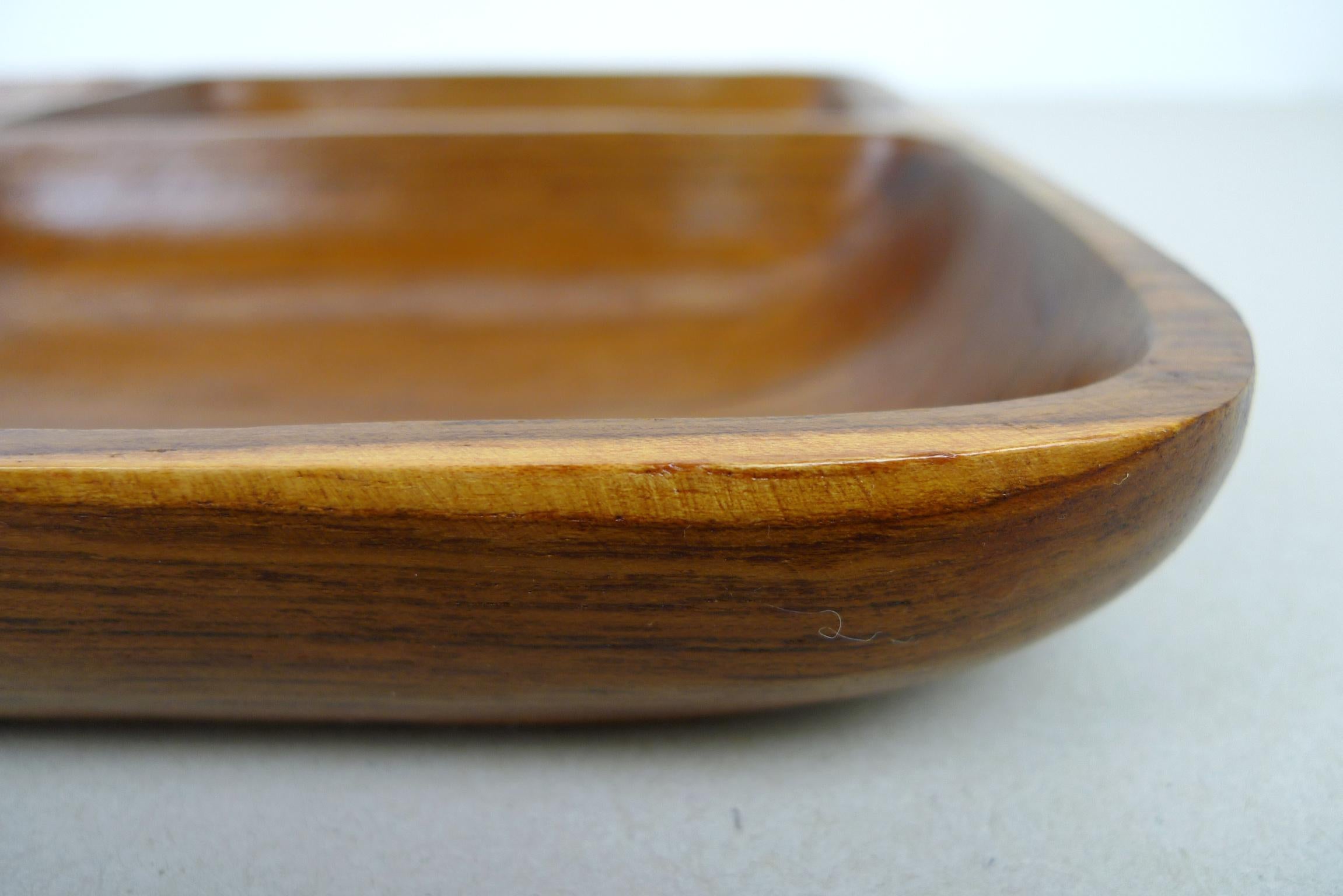 Solid Teak Wood Bowl with Four Compartments, Denmark, 1960s For Sale 5