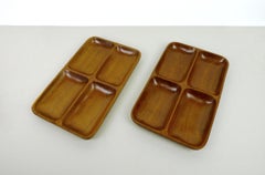 Solid Teak Wood Bowl with Four Compartments, Denmark, 1960s