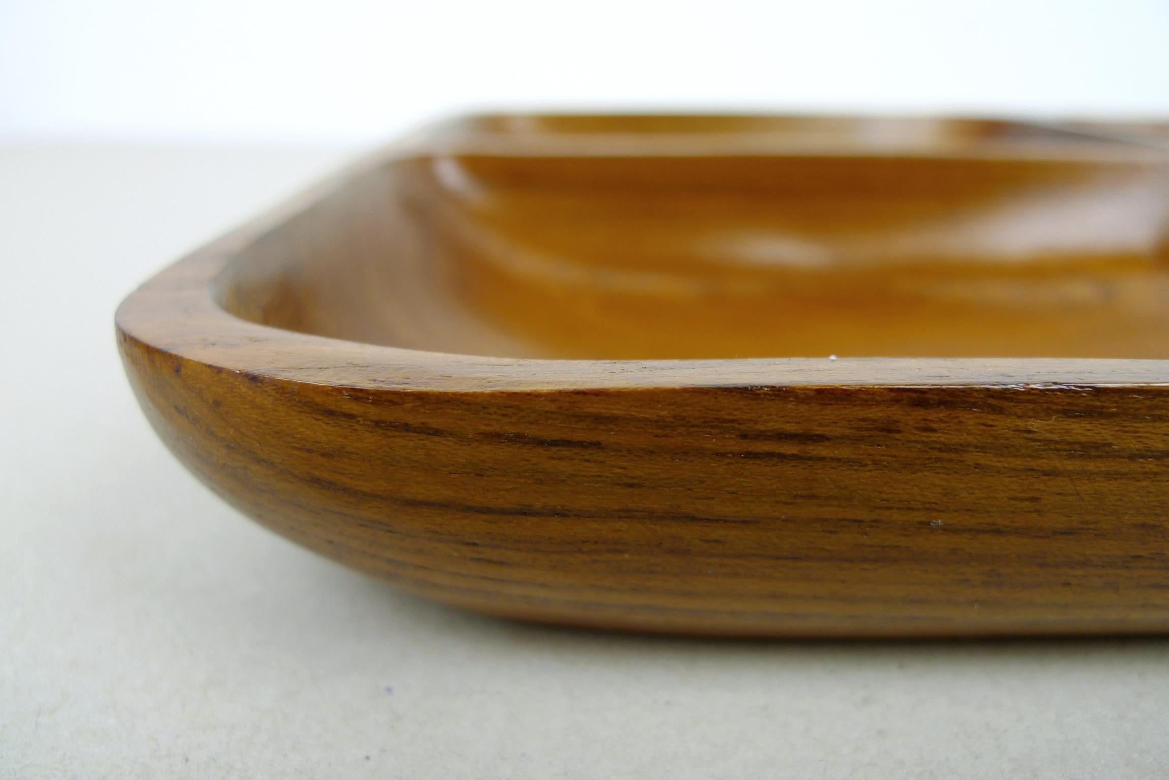 Solid Teak Wood Bowl with Four Compartments, Denmark, 1960s For Sale 3