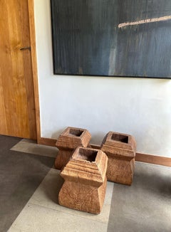 Solid Teak Wood Column Base of Traditional Javanese House, Organic c. 1900