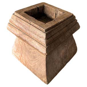 Solid Teak Wood Column Base of Traditional Javanese House, Organic c ...
