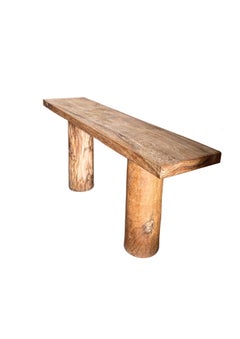 Solid Teak Wood Console Table, Natural Finish Modern Organic