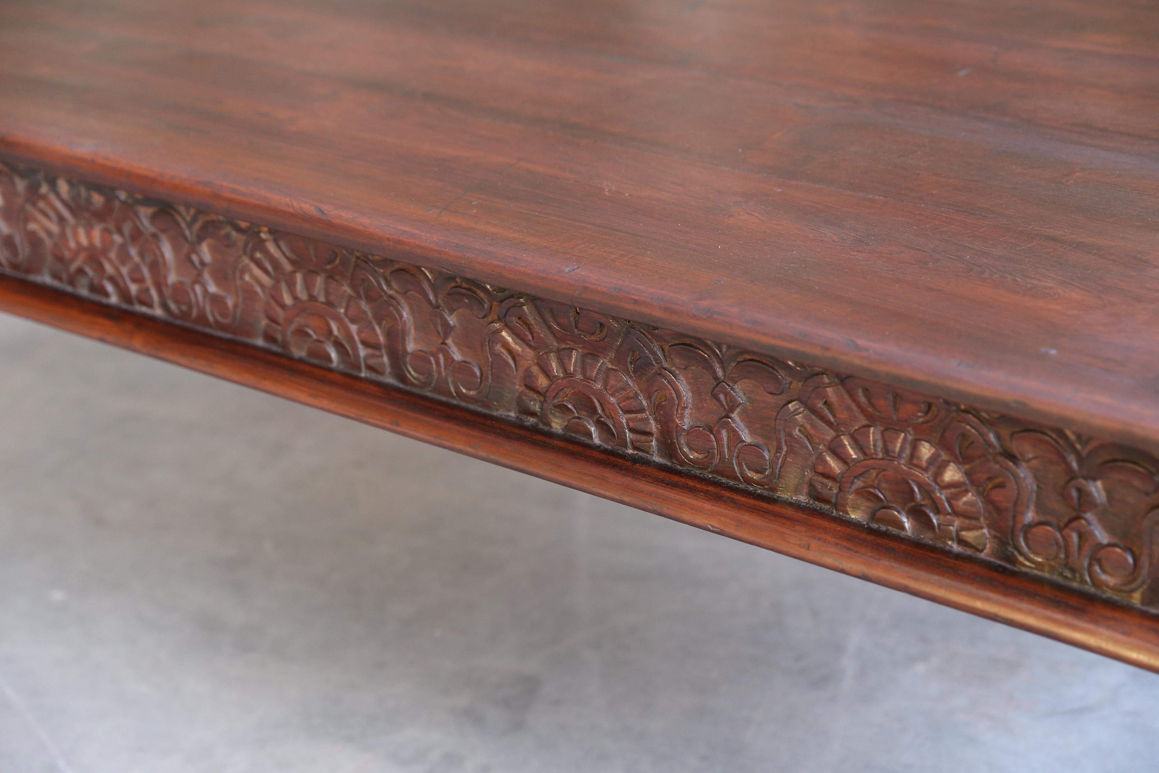 Anglo Raj Solid Teak Wood Custom Made Colonial Coffee Table For Sale