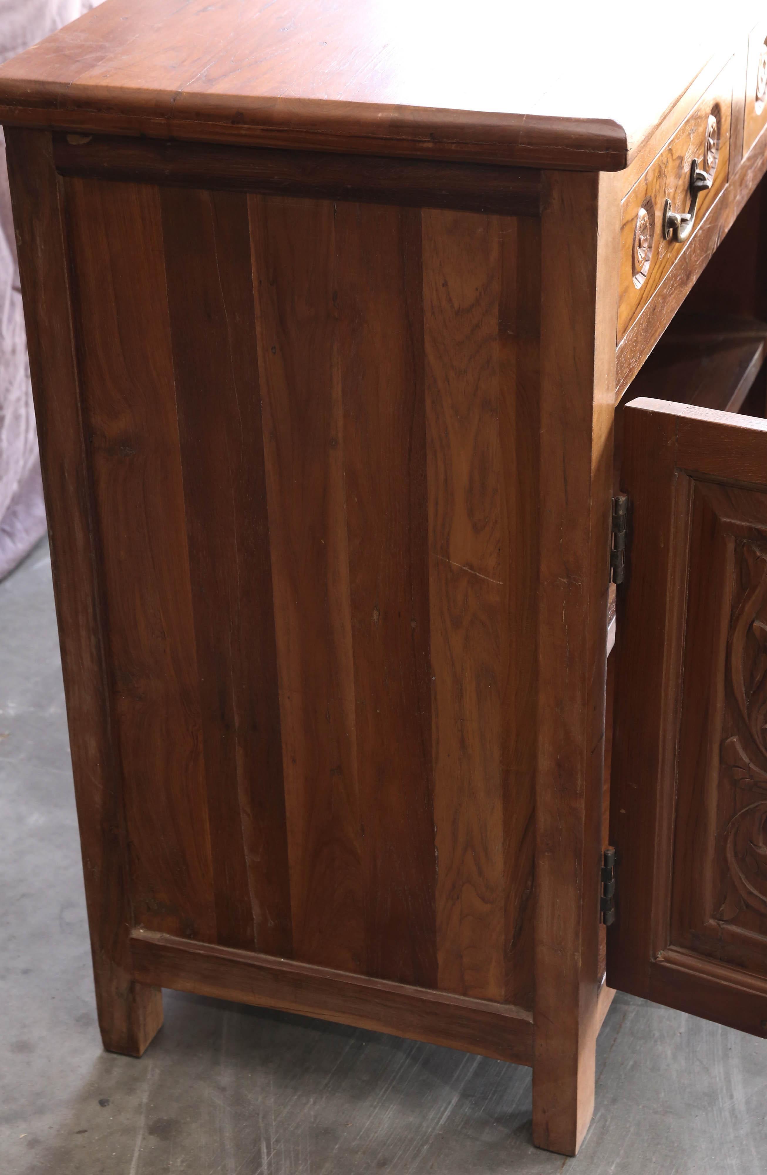 Solid Teak Wood Early 20th Century Entry Hall Credenza from a Tea Plantation 1