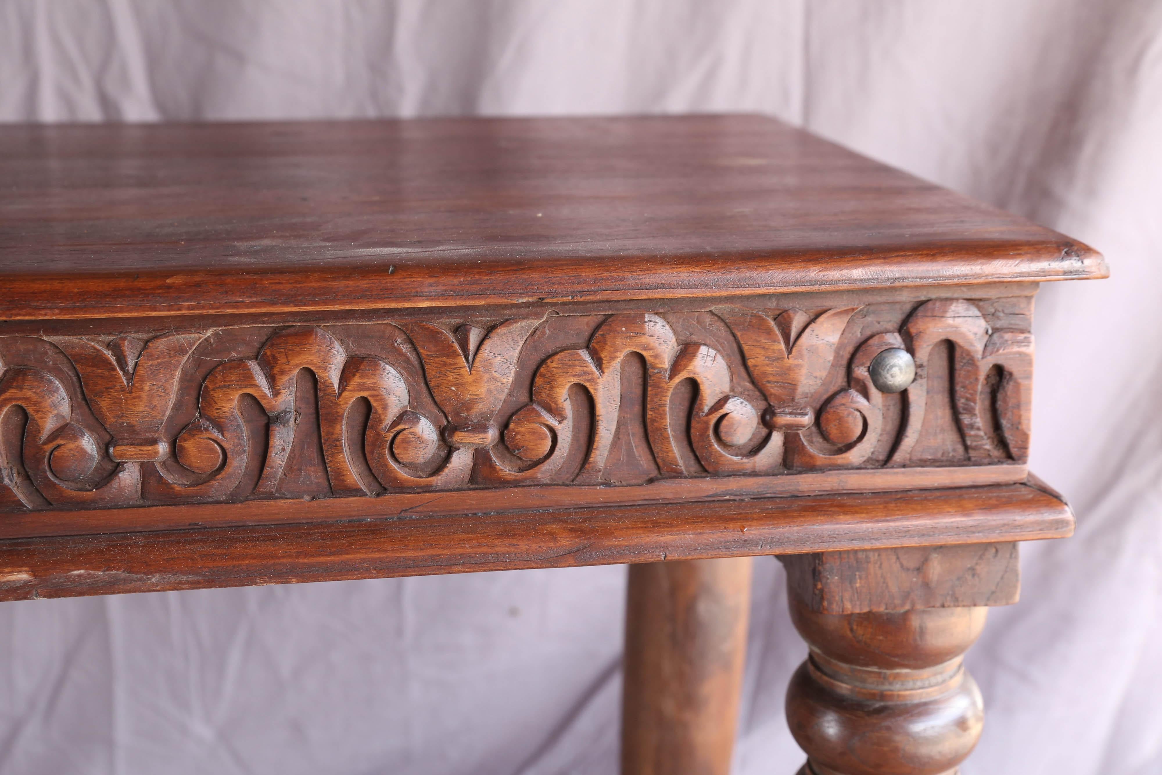 Hand-Crafted Solid Teak Wood Early 20th Century Superbly Crafted and Carved Console Table