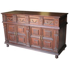 Solid Teak Wood Early 20th Century Superbly Crafted French Colonial Credenza