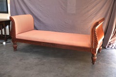Solid Teak Wood Early 20th Century Upholstered Daybed from a Settler’s Home
