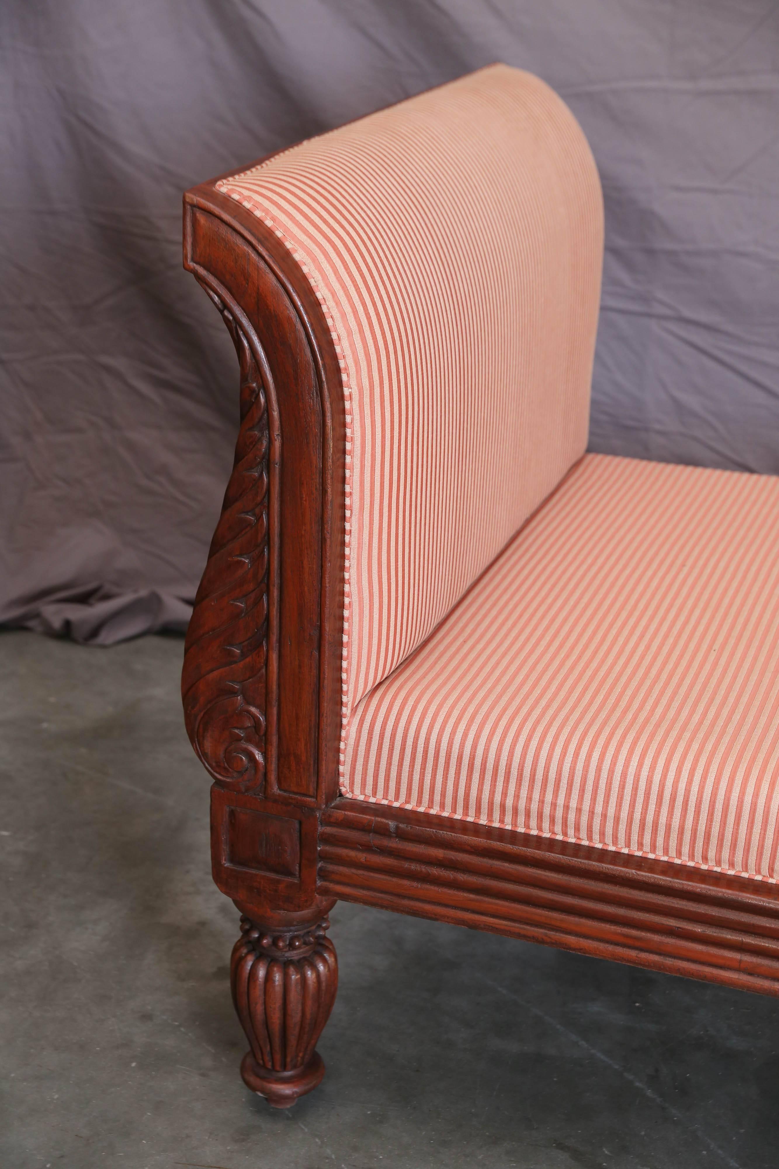 Solid Teak Wood Early 20th Century Upholstered Daybed from a Settler’s Home For Sale 2